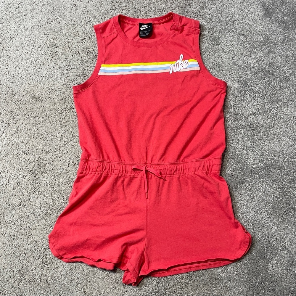 Nike Red Sleeveless Jumpsuit with Stripe Detail